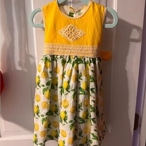 Authentic Italian Yellow Lemon Print Kids Dress